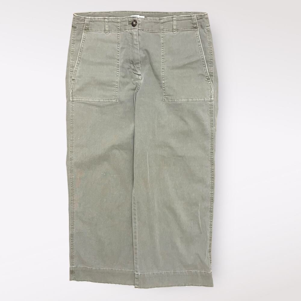 J. Jill Green High Rise Wide Leg Cropped Cargo Pants Size 8‎